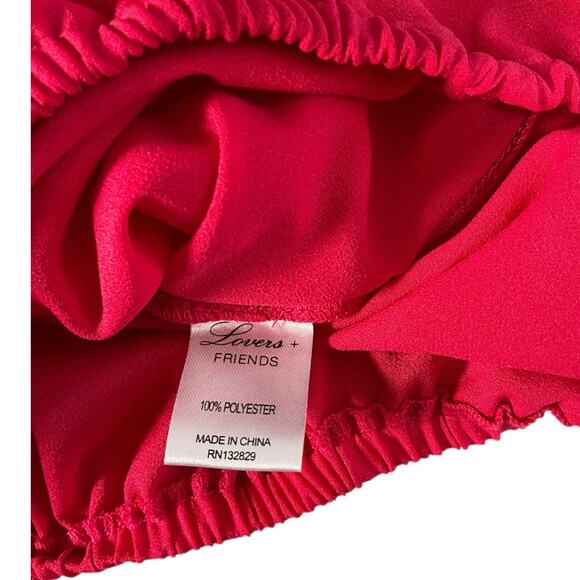Lovers + Friends Fuchsia V-Neck Wrap Blouse Women’s Size Small Long Sleeve - Picture 9 of 9